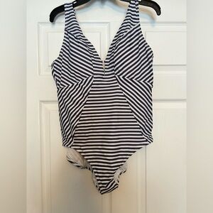 Striped Navy and White Swimsuit (New)
